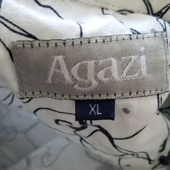 Agazi Men’s Vintage White Blue Casual Button Down Shirt Size L Large - Picture 3 of 3